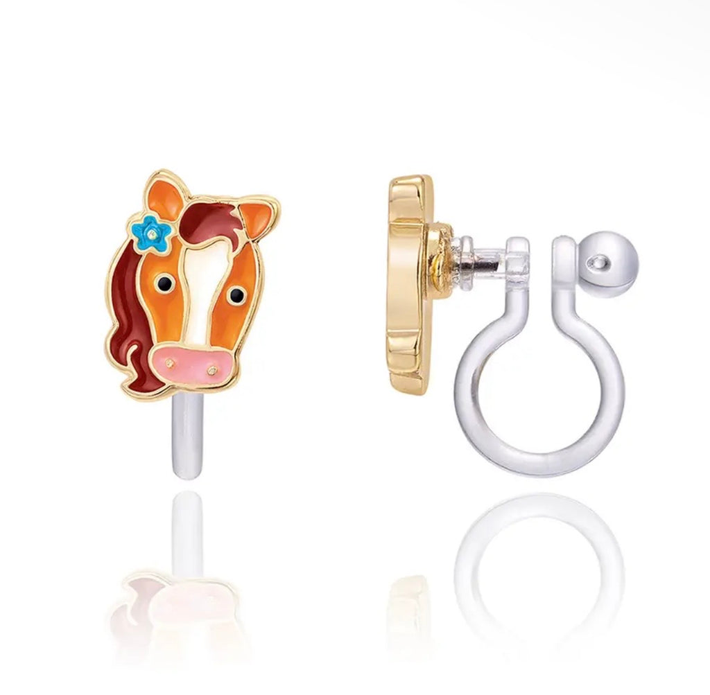 Schattige Paarden Clip-on Oorbellen | Zonder Gaatjes