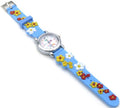 Vrolijk Bloemen Horloge | Blauw met gele, witte en rode bloemen