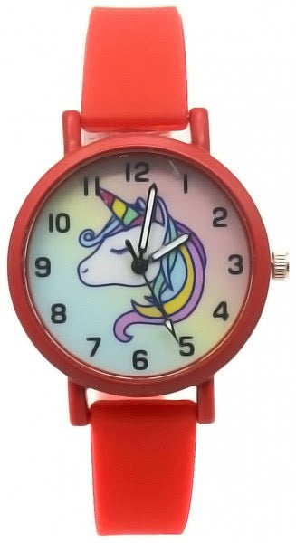 Magisch Eenhoorn Horloge | Rood met grote eenhoorn wijzerplaat