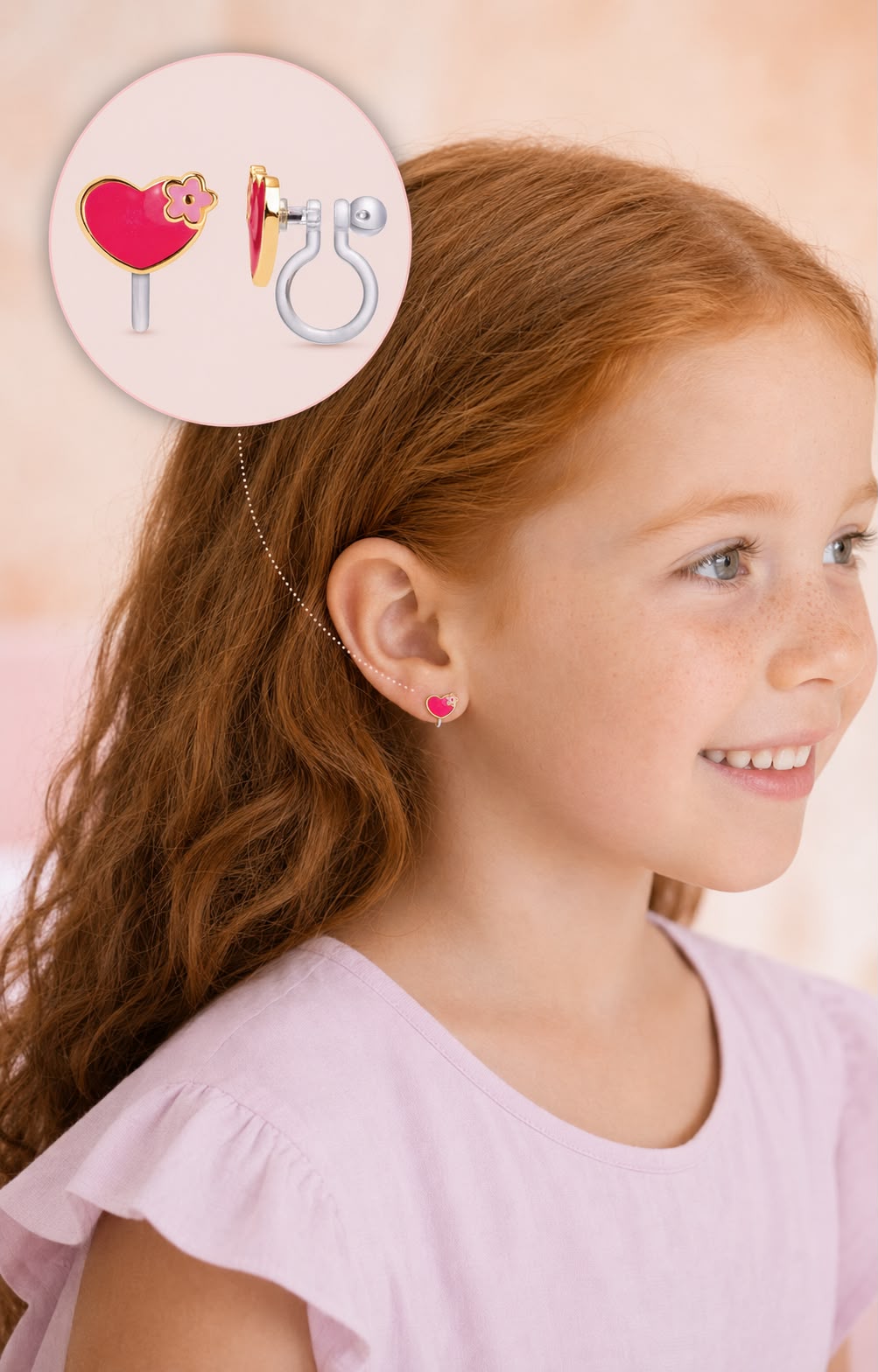 Lieve Hartjes Bloem Clip-on Oorbellen | Zonder Gaatjes